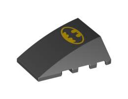 Wedge 4 x 4 No Studs with Large Batman Logo Pattern (Printed): {черен}