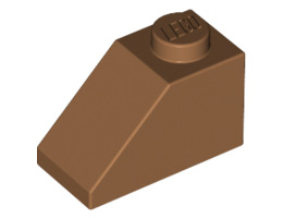 Покривна плочка 1X2/45°: {умерен нуга}