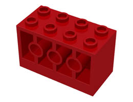Brick, Modified 2 x 4 x 2 with Holes on Sides: {ярко червен}