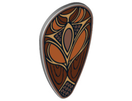 Minifigure, Shield Ovoid with Dark Orange, Dark Brown and Gold Pattern: {умерено каменно сив}