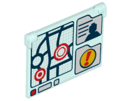 Glass for Window 1 x 4 x 3 - Opening with Map, Minifigure Silhouette and Exclamation Mark Pattern: {прозрачно светло син}