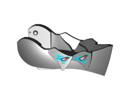 Hero Factory Creature Head, Jaw without Axle Hole with 4 Red Eyes Pattern: {черен}