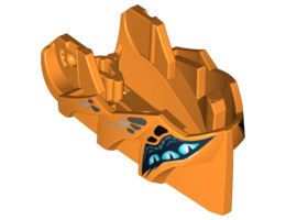 Hero Factory Creature Head, Jaw with Axle Hole with 6 Medium Azure Eyes and Black Spots Pattern: {ярко оранжев}