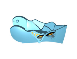 Hero Factory Creature Head, Jaw without Axle Hole with 4 Yellow Eyes Pattern: {умерено небесносин}