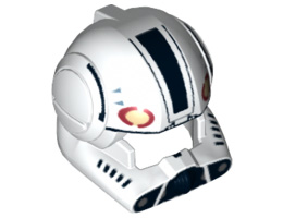 Minifigure, Headgear Helmet SW Clone Pilot with Open Visor and Black and Tan Markings Pattern : {бял}