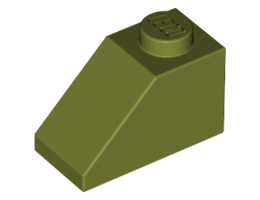 Покривна плочка 1X2/45°: {маслинено зелен}