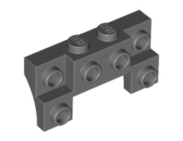 Brick, Modified 2 x 4 - 1 x 4 with 2 Recessed Studs and Thin Side Arches: {тъмно каменно сив}