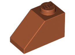 Покривна плочка 1X2/45° : {тъмно оранжев}