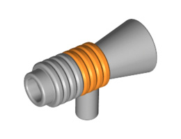 Minifigure, Utensil Loudhailer / Megaphone with Orange Stripe Pattern: {умерено каменно сив}
