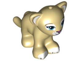 Lion / Tiger, Friends / Elves, Cub with Medium Azure Eyes, Dark Pink Nose and White Paws Pattern: {тухлено жълт}