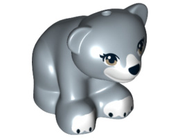 Bear, Friends / Elves, Cub, Sitting with Black Nose, Dark Tan Eyes and White Paws and Muzzle Pattern: {пясъчно син}