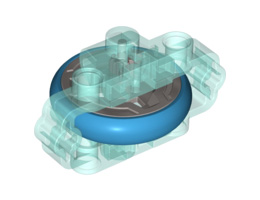 Technic Brick 3 x 6 x 2 with Metal Flywheel and Dark Azure Tire (Chima Rip Cord Base): {прозрачно светло син}