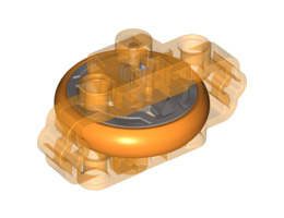 Technic Brick 3 x 6 x 2 with Metal Flywheel and Orange Tire (Chima Rip Cord Base): {прозрачно ярко оранжев}