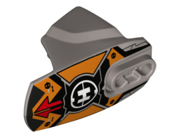 Hero Factory Armor with Ball Joint Socket - Size 5 with Red Arrows on Orange Background and Hero Factory Logo Pattern: {сребърно метален}