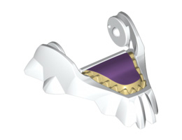 Large Figure Head Modified Chima Cat Lower Jaw with Teeth and Purple Tongue Pattern: {бял}