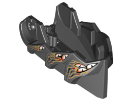 Hero Factory Creature Head, Jaw with Axle Hole with 12 White and Red Eyes and Gold Markings Pattern: {черен}