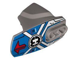 Hero Factory Armor with Ball Joint Socket - Size 5 with Red Arrows, Blue on Blue Background and Hero Factory Logo Pattern: {сребърно метален}
