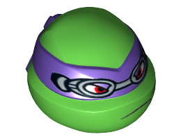 Minifigure, Head Modified Ninja Turtle with Dark Purple Mask and Goggles Pattern (Donatello): {ярко зелен}