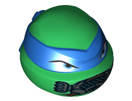 Minifigure, Head Modified Ninja Turtle with Blue Mask and Breathing Apparatus Pattern (Leonardo): {тъмно зелен}
