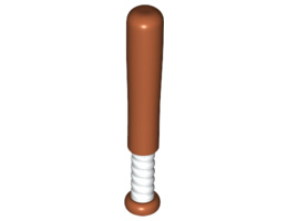 Minifigure, Utensil Baseball Bat 4L with White Grip Handle Pattern: {тъмно оранжев}