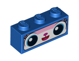 Brick 1 x 3 with Cat Face with Black Border Pattern (Astro Kitty): {ярко син}