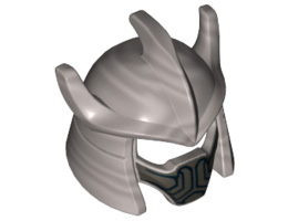 Minifigure, Headgear Helmet Trident Shaped with Face Mask with Black Lines Pattern: {сребърно метален}