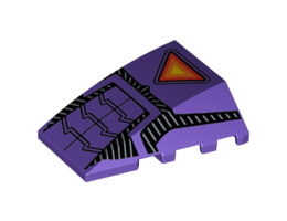 Wedge 4 x 4 No Studs with Sentinel Yellow, Orange and Red Triangle and Black Stripe Trim Pattern: {светло виолетов}