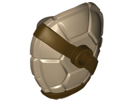 Minifigure, Turtle Shell with Stud with Dark Brown Horizontal and Diagonal Belt Pattern: {пясъчно жълт}