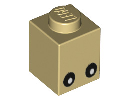 Brick 1 x 1 with Eyes Black with White Pupils Pattern: {тухлено жълт}