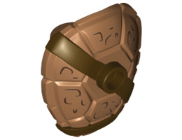 Minifigure, Turtle Shell with Stud with Dark Brown Horizontal and Diagonal Belt and Dark Brown Markings Pattern: {умерен нуга}