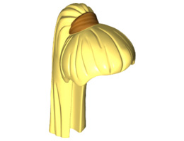 Minifigure, Hair Female Ponytail Long Straight with Gold Holder Pattern: {студено жълт}