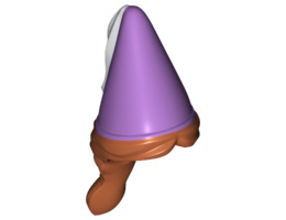 Minifigure, Hair Combo, Hair with Hat, Hair in Braid and Medium Lavender Cone with White Ribbon Pattern: {тъмно оранжев}