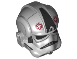 Minifigure, Headgear Helmet SW Stormtrooper Type 2, AT-AT Driver Dark Red Imperial Logo Pattern: {умерено каменно сив}