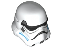 Minifigure, Headgear Helmet SW Stormtrooper, 2 Chin Holes, Dark Azure and Dark Bluish Gray Pattern (Rebels Cartoon Style): {бял}