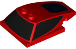 Wedge 6 x 4 x 1 1/3 with 4 x 4 Base with Black Windows Pattern: {ярко червен}