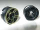 Wheel 11mm D. x 6mm with 5 Spokes with Gold Outline Pattern: {черен}