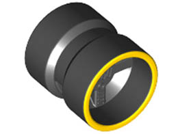 Wheel 8mm D. x 9mm (for Slicks), Hole Notched for Wheels Holder Pin, Reinforced Back with Yellow Rim Edge Pattern: {черен}