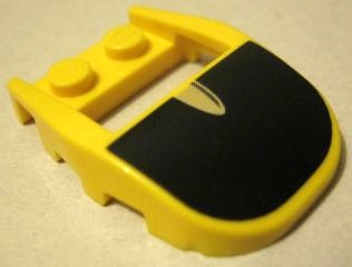 Wedge 4 x 3 Cut Back with Cutout, 2 Studs with Black and Silver Pattern: {ярко жълт}