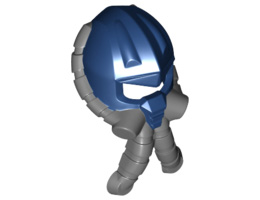 Minifigure, Headgear Helmet Space with Air Mask with Flexible Gray Hoses Pattern: {земно син}