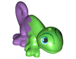 Chameleon, Friends / Elves with Black, Medium Azure and White Eyes and Marbled Medium Lavender Pattern: {ярко зелен}