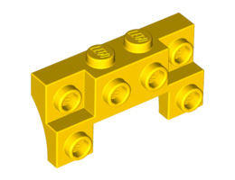 Brick, Modified 2 x 4 - 1 x 4 with 2 Recessed Studs and Thin Side Arches: {ярко жълт}
