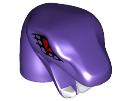 Minifigure, Head Modified Snake Short Neck with Open Mouth with White Fangs and Red Eyes Pattern: {светло виолетов}
