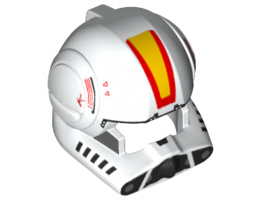 Minifigure, Headgear Helmet SW Clone Pilot with Open Visor and Yellow and Red Markings Pattern: {бял}