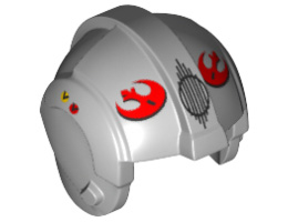 Minifigure, Headgear Helmet SW Rebel Pilot with Red Rebel Logo Pattern: {умерено каменно сив}