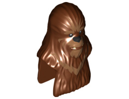 Minifigure, Head Modified SW Wookiee with Dark Tan Fur Pattern: {червеникаво-кафяв}