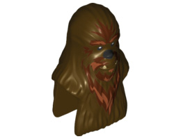 Minifigure, Head Modified SW Wookiee, Wullffwarro with Dark Orange Fur Pattern: {тъмно кафяв}