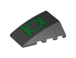 Wedge 4 x 4 No Studs with Green Lantern Logo Pattern: {черен}
