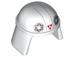 Minifigure, Headgear Helmet SW Imperial Pilot with Imperial Logo and Three Red Triangles Pattern (AT-DP Pilot): {бял}