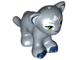 Lion / Tiger, Friends / Elves, Cub with Lime Eyes, Dark Pink Nose, Dark Blue Paws and White Face Decorations Pattern (Enki): {пясъчно син}