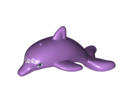 Dolphin, Friends / Elves, Jumping with Bottom Axle Holder with Medium Azure Eyes and White Face Decorations Pattern (Delphia): {умерено лавандулов}